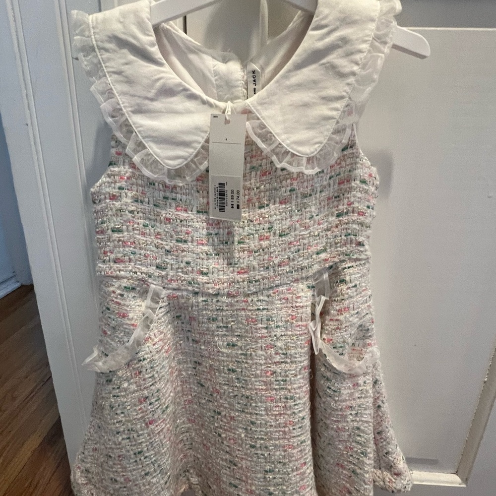 NWT- Janie and Jack Multicolored A-Line Dress with Peter Pan Collar size 4
